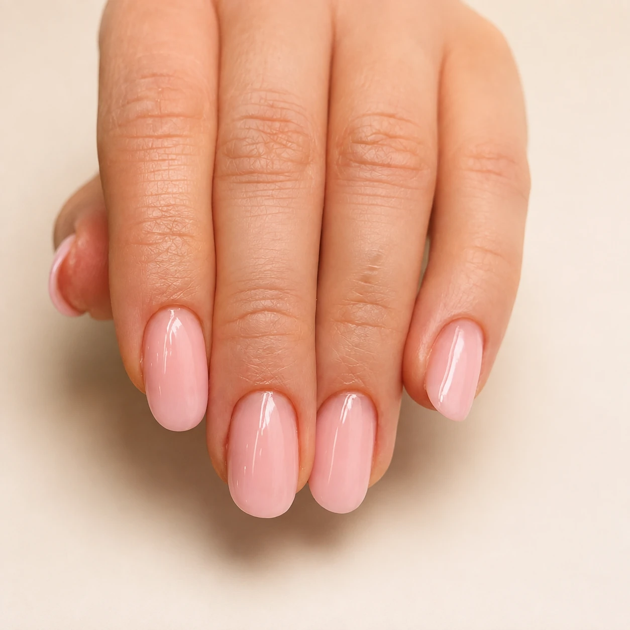 Soft pink BIAB manicure by Thinne Nails in London